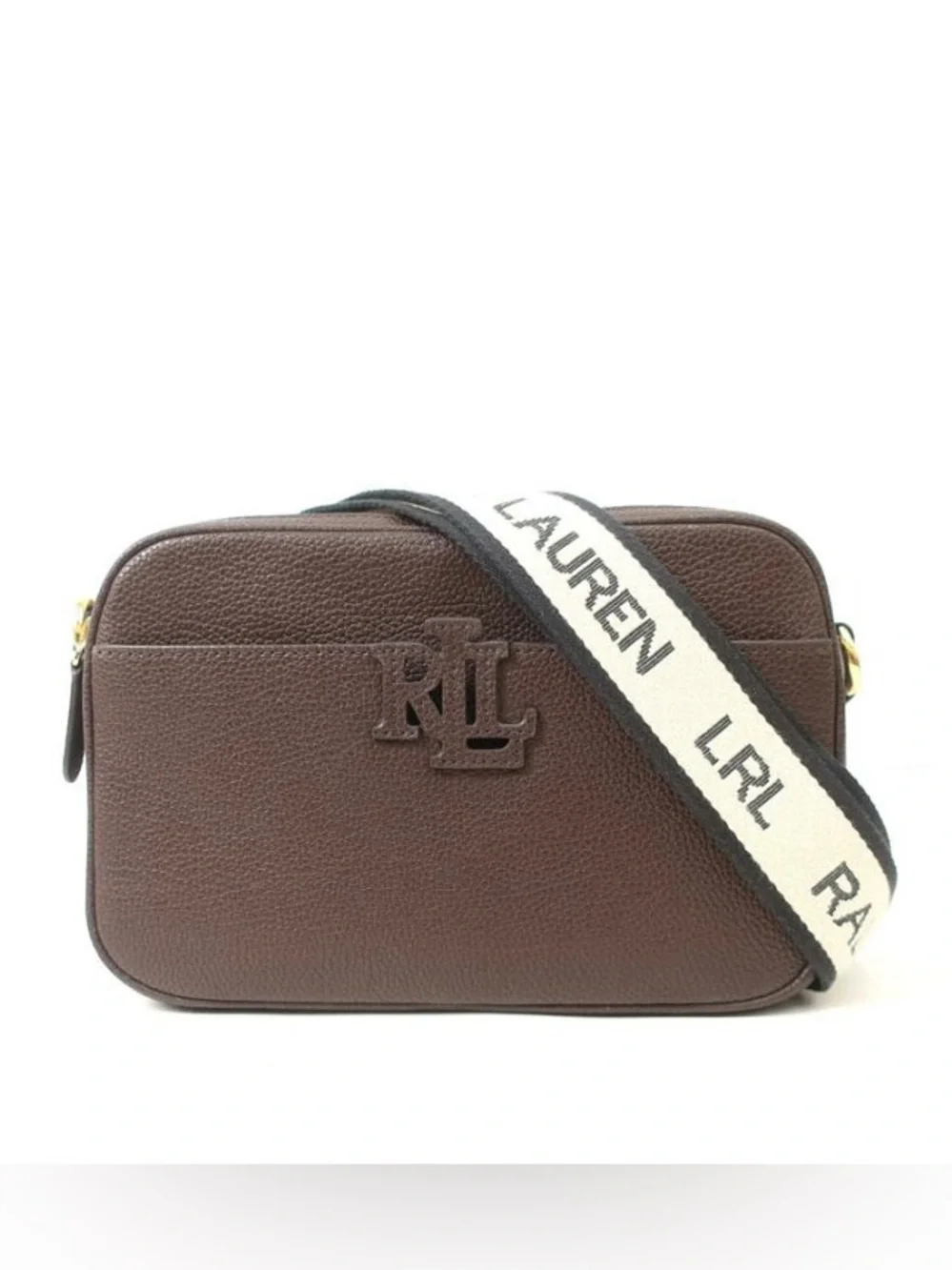 RALPH LAUREN Leather Shoulder Bag, Dark Brown